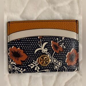 Tory Burch Robinson Floral-print Leather Cardholder